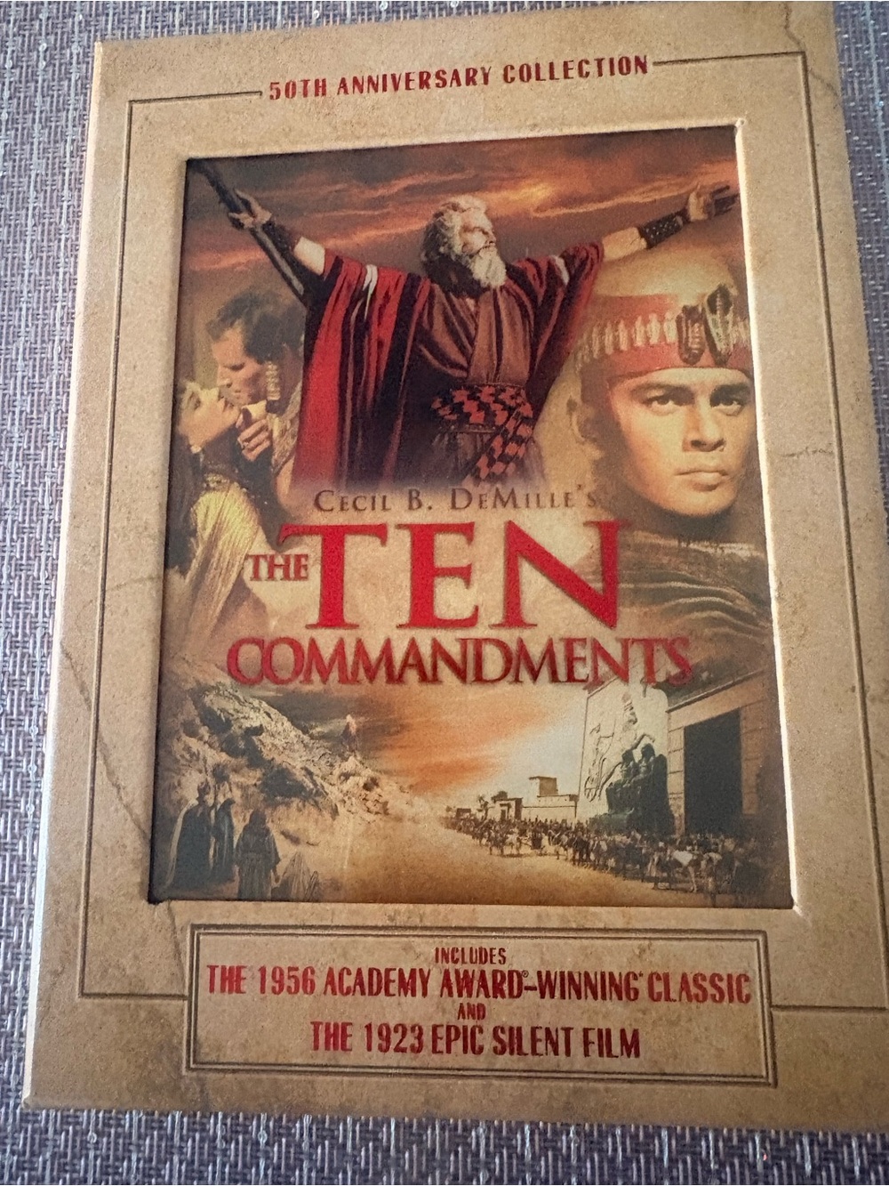 Classic The Ten Commandments 50th Anniversary Decorative Frame Print - Gold